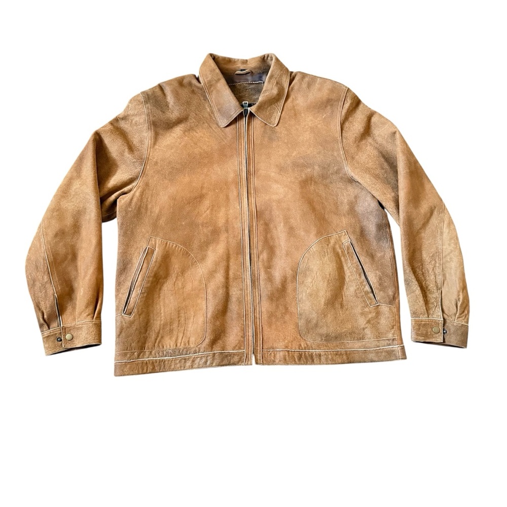 VTG Algre‎ Men’s Tan Leather Suede Jacket Size 2XL Casual Essential Warm Faded